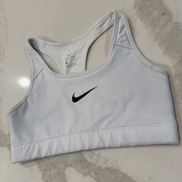 Nike Dri-Fit Swoosh Compression Racerback Sports Bra Womens Medium White Workout - Picture 2 of 6